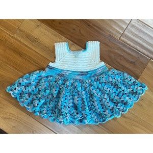 Blue Crochet Dress for Toddlers. Handmade, one of a kind. Excellent condition.